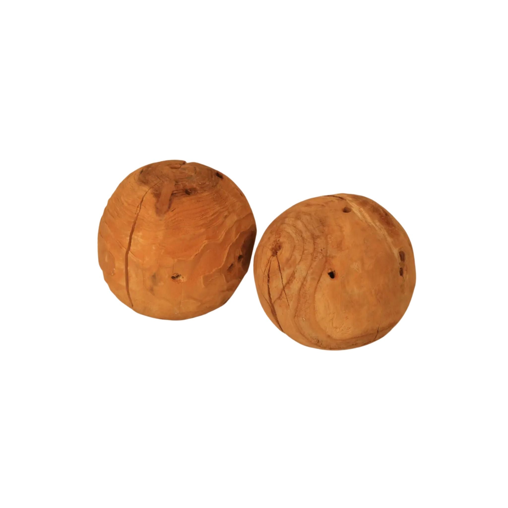 Decorative 10” wood orbs. This piece is cut and sanded leaving a natural smooth and rough decor. A warm accent for tray or bowl. - Simply Elevated