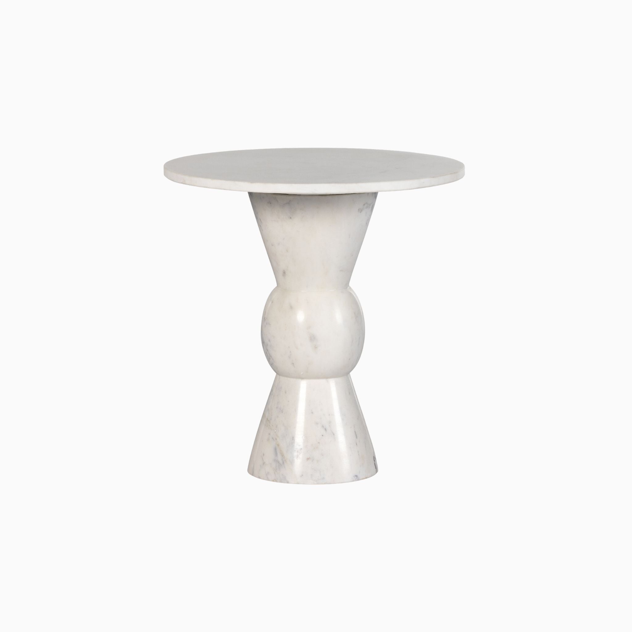 FOX END TABLE-POLISHED WHITE MARBLE
