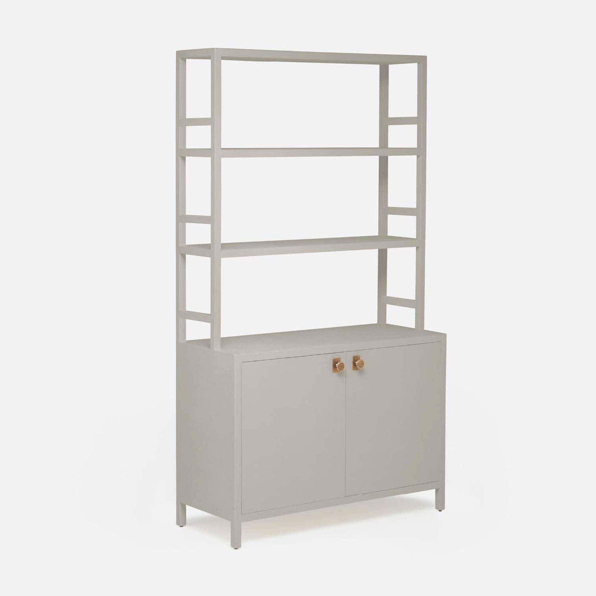 JAKE BOOKCASE WITH HUTCH - LIGHT GRAY