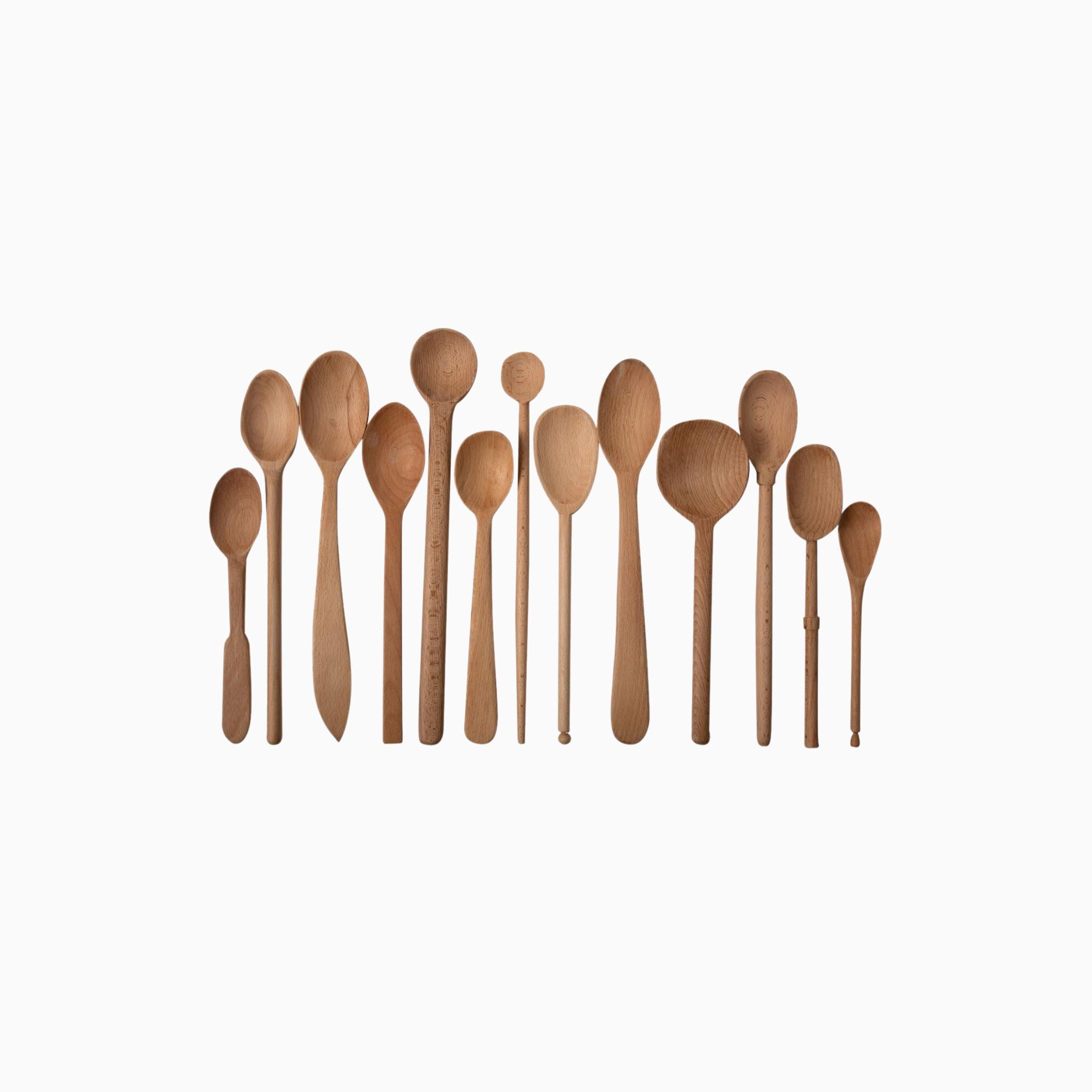 Simply Elevated - The wooden spoon is a kitchen workhorse, and we’ve been amassing bouquets of well-worn examples for years. Our Wood Spoons are an variety of thirteen assorted styles with no two alike, replicated from some of our favorites. 