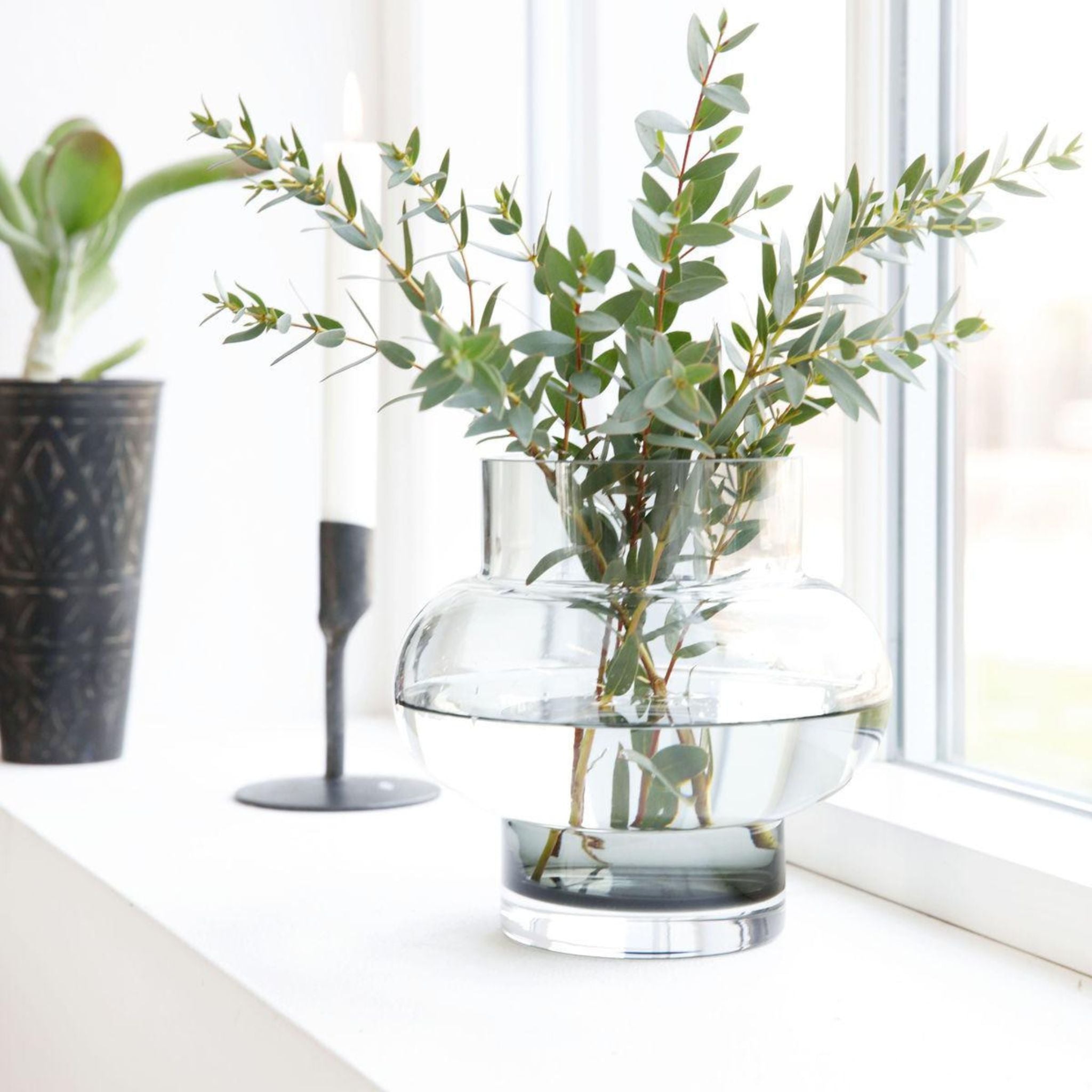 LOW SMOKEY GREY VASE - Simply Elevated Home Furnishings 