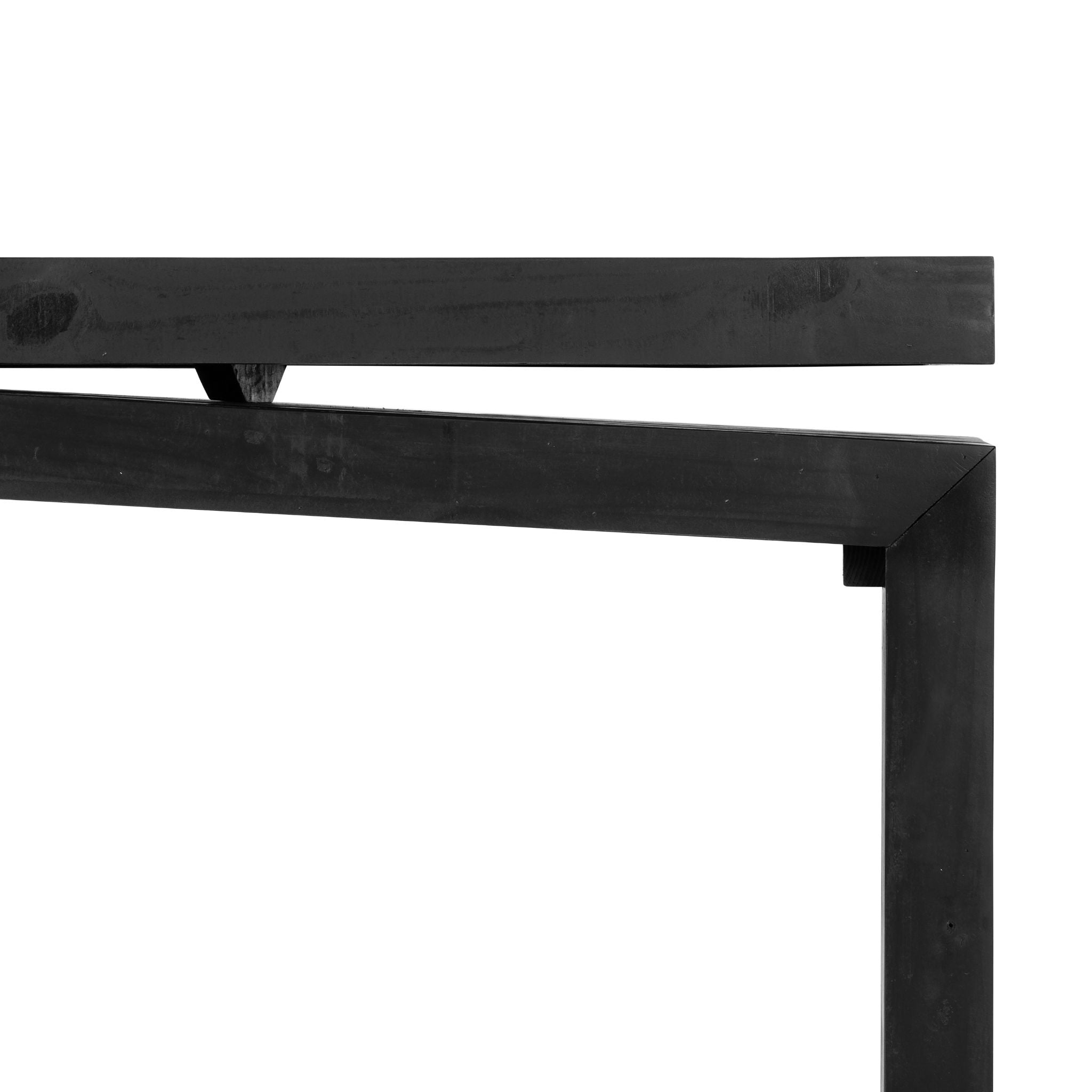 Simply Elevated - Embrace the simplicity and natural beauty of our Matthes Console Table. Crafted from solid reclaimed pine, this console combines simplicity and functionality with its streamlined design and traditional black finish.