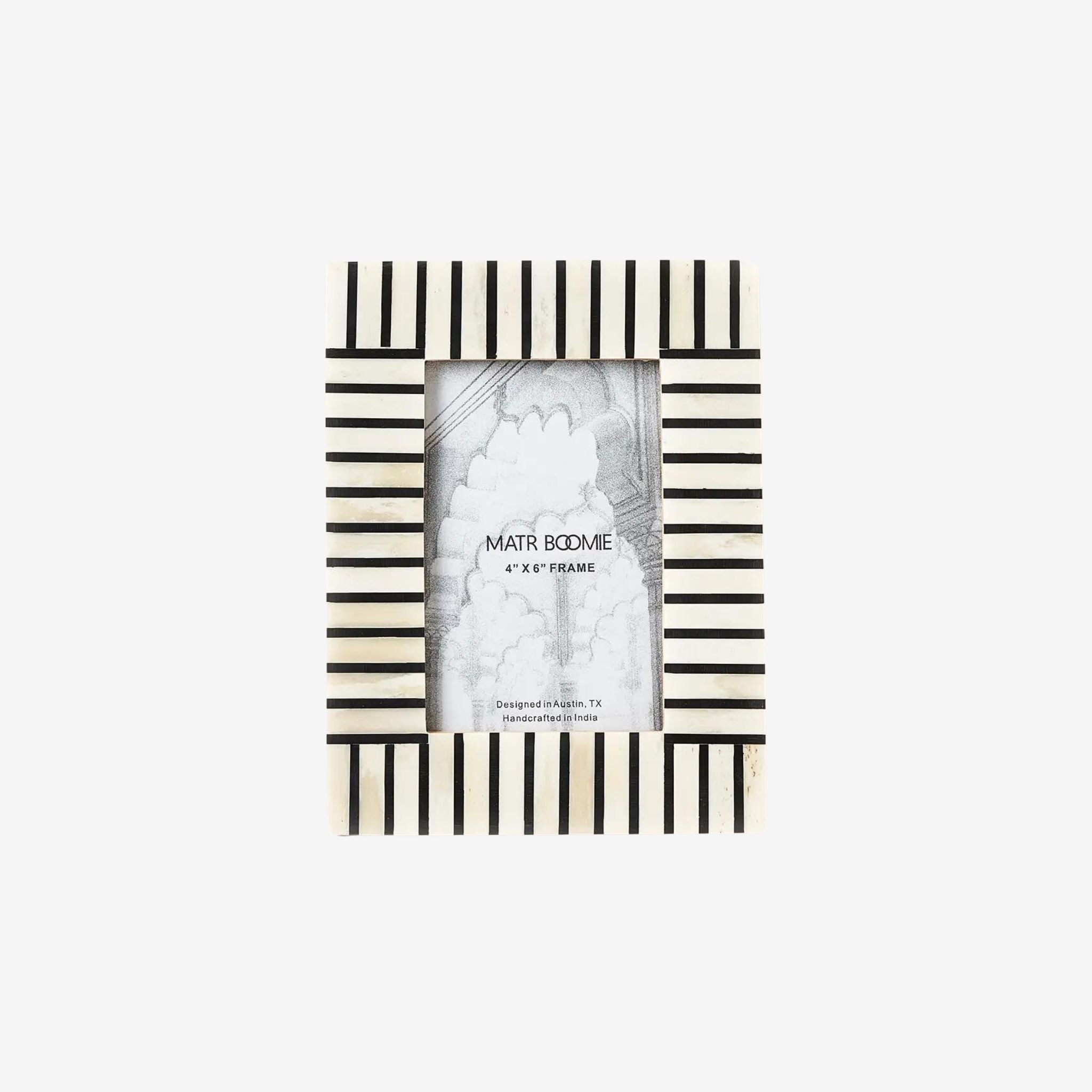 NAYSHA STRIPES BONE PICTURE FRAME - BLACK AND WHITE