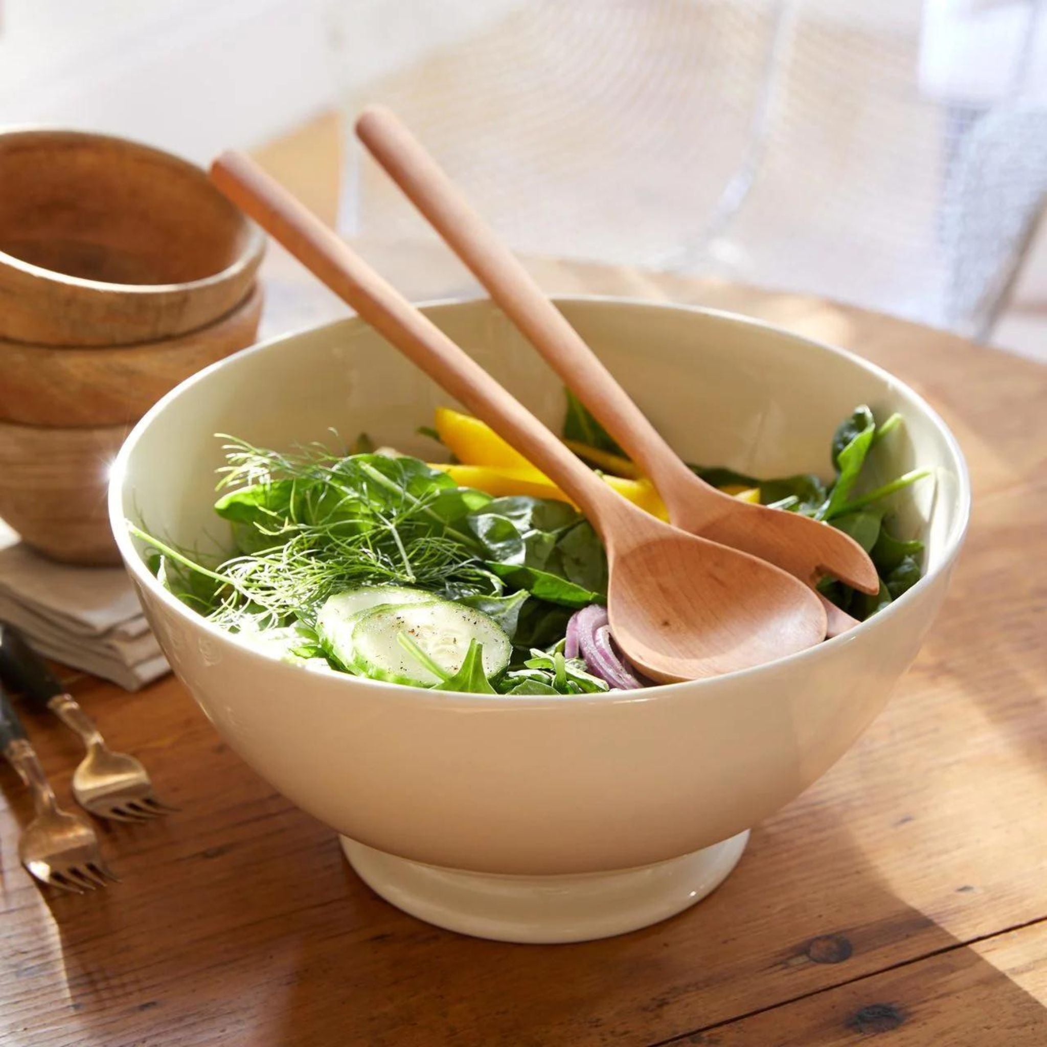 Simply Elevated - Beechwood Salad Server Turn any group gathering into a stylish party with these wooden salad servers. They're a timeless look you can mix and match with any serving bowl!