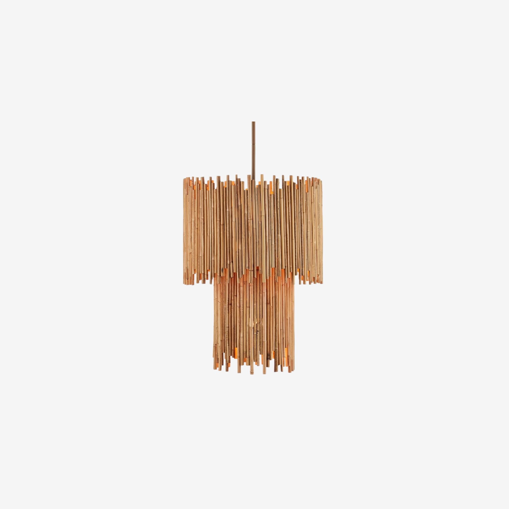 TEAHOUSE RATTAN TWO-TIER PENDANT