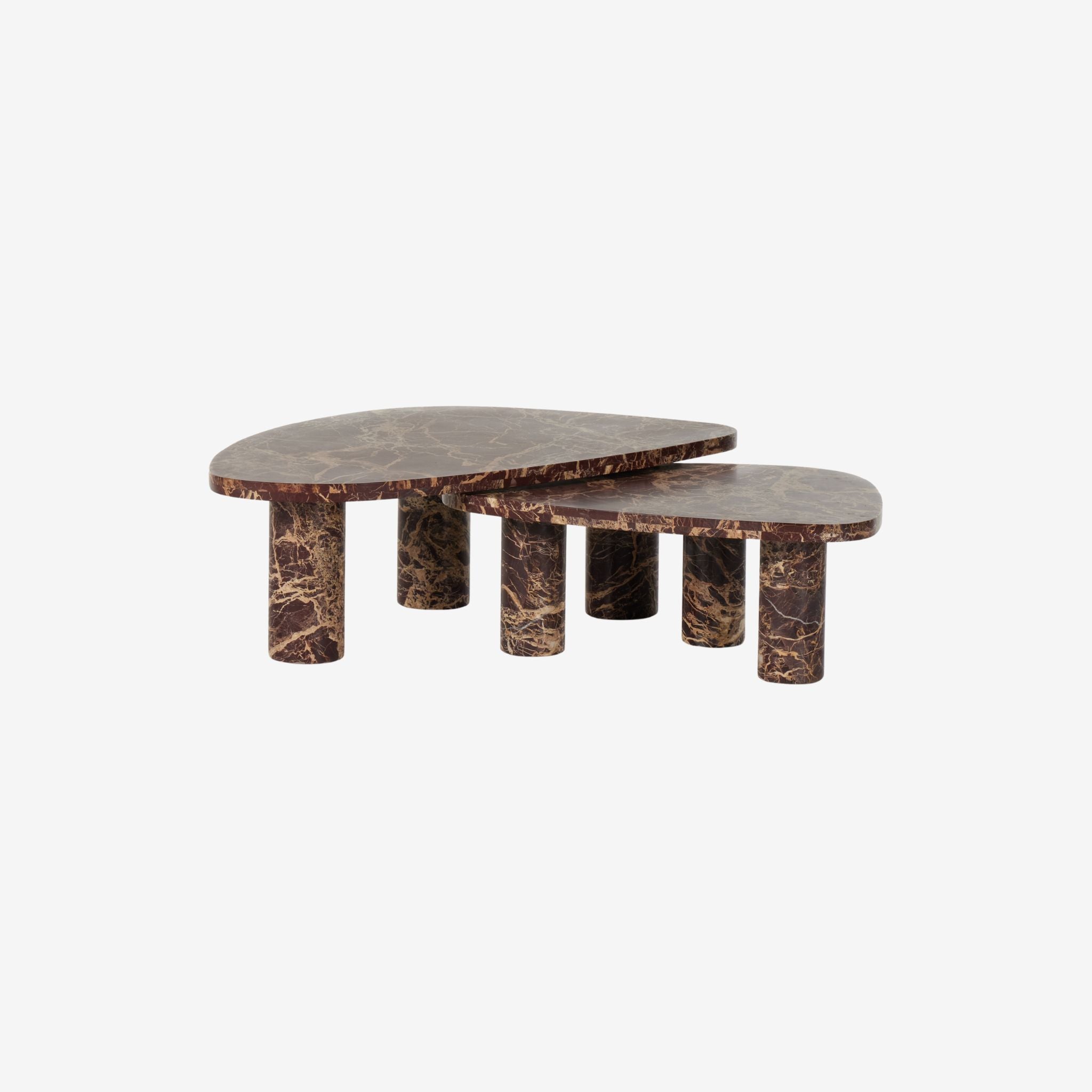 ZION COFFEE TABLE SET-MERLOT MARBLE - Simply Elevated Home Furnishing 