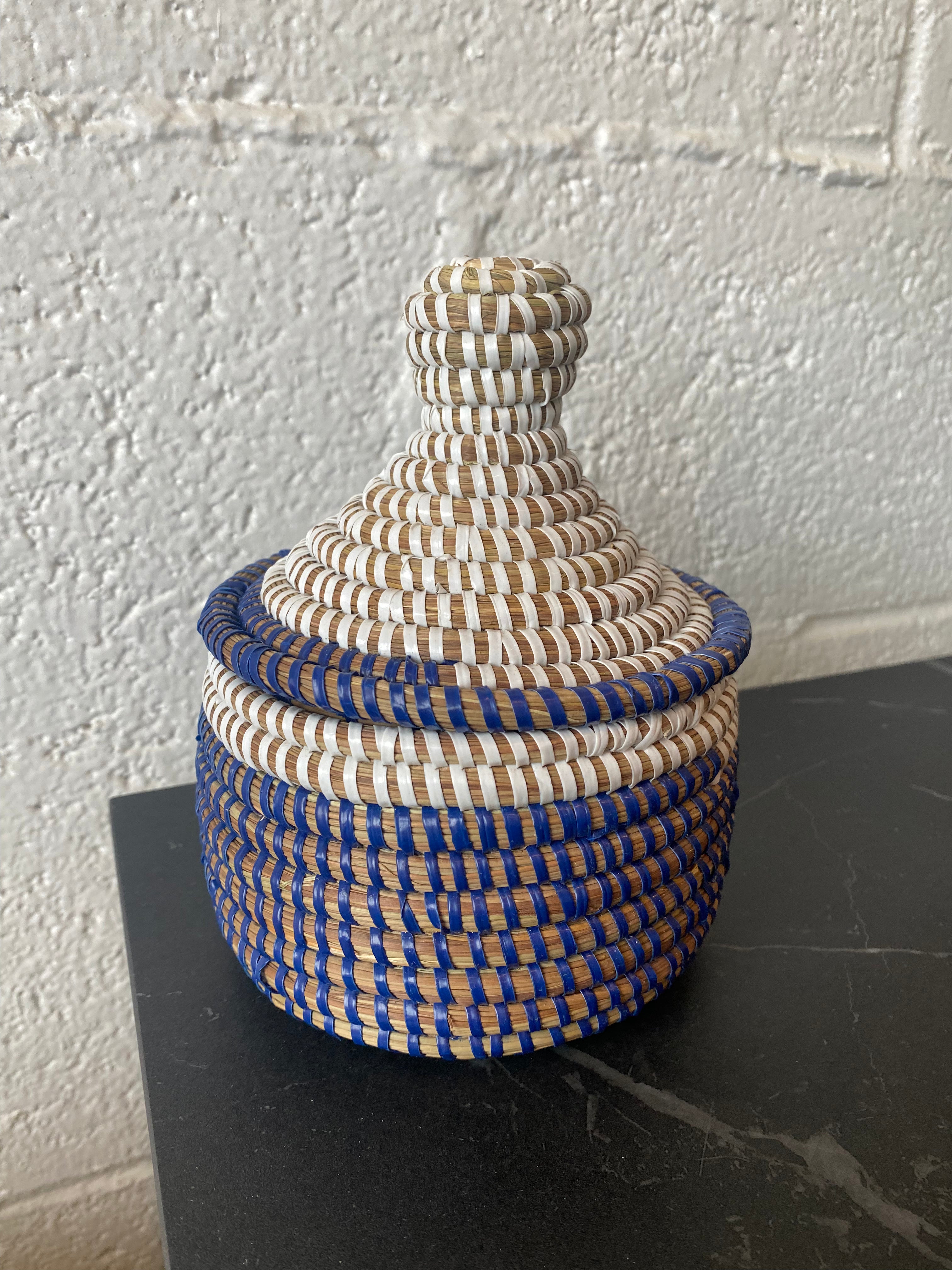 Small Blue Woven Basket - Simply Elevated Home Furnishings 